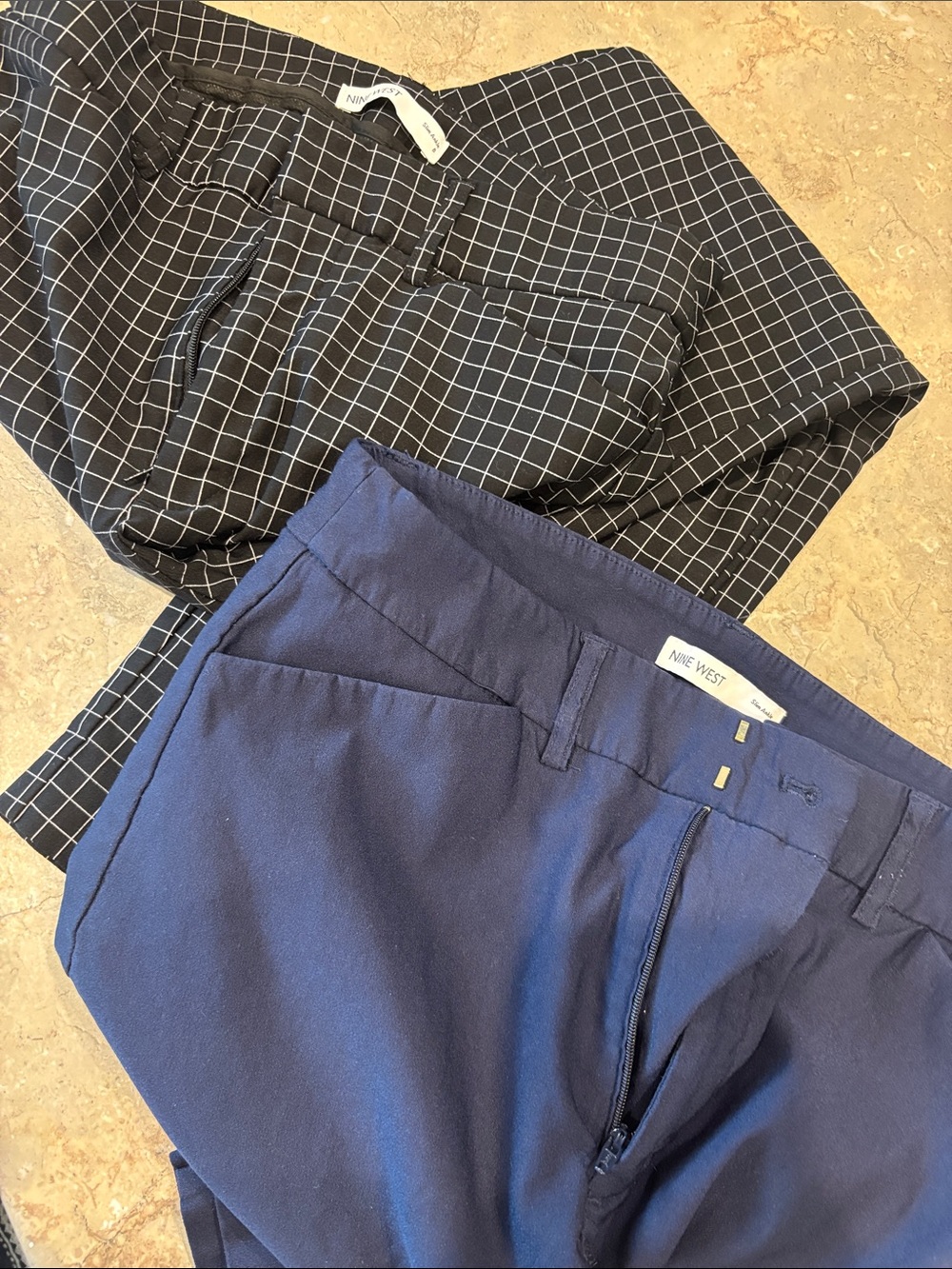 Nine West Women’s Navy and Black Grid Slim Ankle Dress Pants